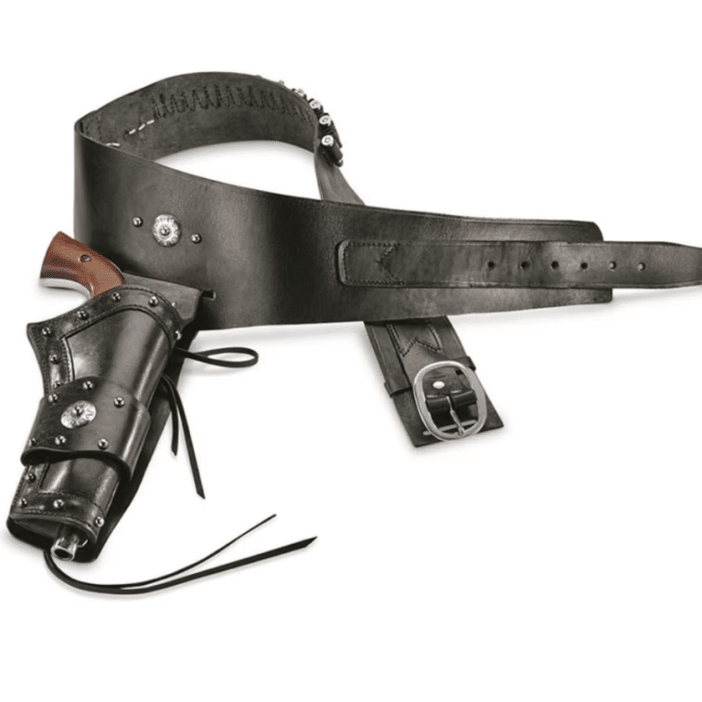 Ceinture cowboy holster simili cuir noir éléments métalliques (2)