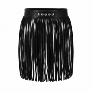 Ceinture franges noire taille haute