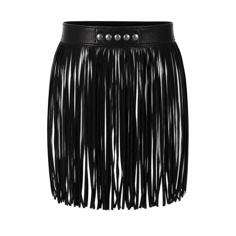 Ceinture franges noire taille haute (10)