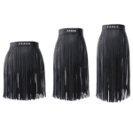 Ceinture franges noire taille haute (3)