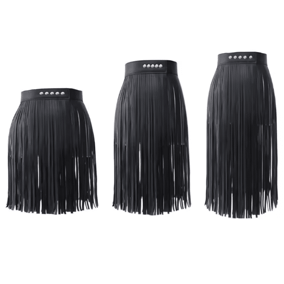 Ceinture franges noire taille haute (3)