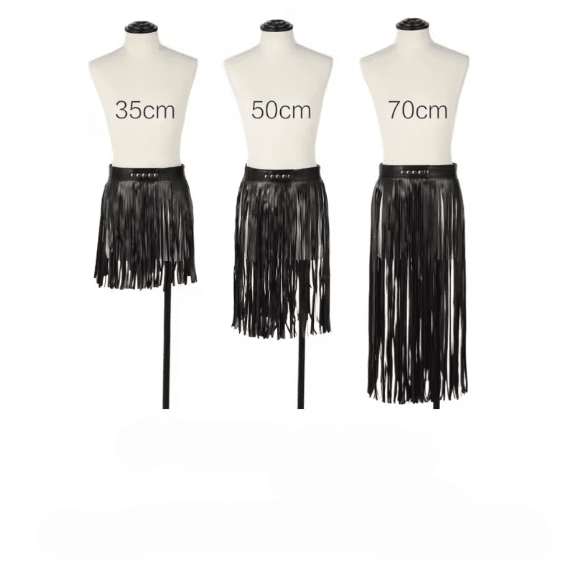 Ceinture franges noire taille haute (4)