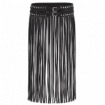 Ceinture western franges noire clous argent double boucle (1)