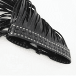 Ceinture western franges noire clous argent double boucle (4)