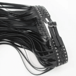 Ceinture western franges noire clous argent double boucle (5)