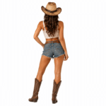 Chapeau country effet paille avec bandeau cuir