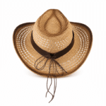 Chapeau country effet paille avec bandeau cuir (2)