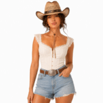 Chapeau country effet paille avec bandeau cuir (4)