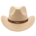 Chapeau cowboy enfant feutre gris plume (1)