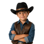 Chapeau cowboy enfant feutre gris plume