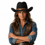 Chapeau cowboy femme feutre gris plume