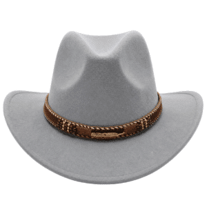Chapeau cowboy femme feutre gris plume