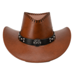 Chapeau cowboy femme imitation cuir coutures apparentes (1)