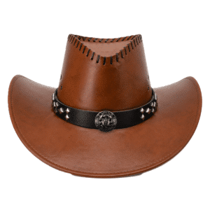 Chapeau cowboy femme imitation cuir coutures apparentes