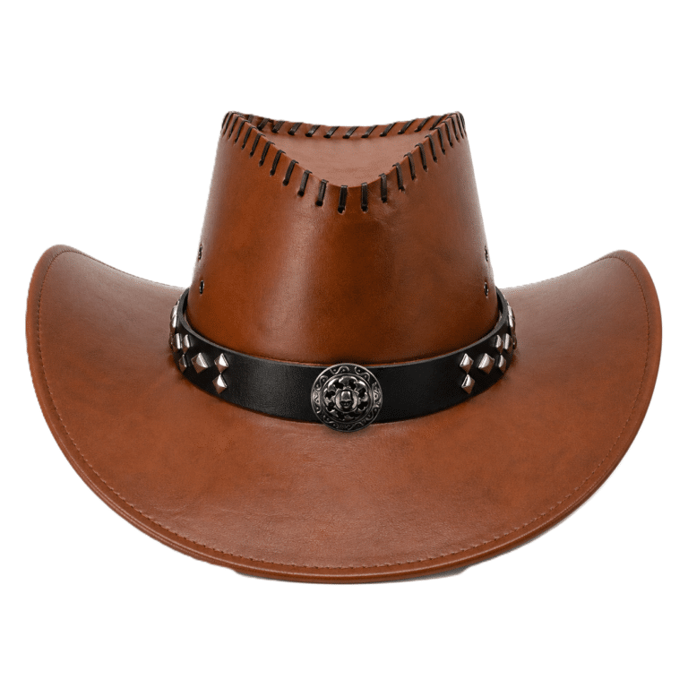 Chapeau cowboy femme imitation cuir coutures apparentes (1)