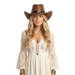 Chapeau cowboy femme imitation cuir coutures apparentes (2)