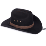 Chapeau cowboy feutre marron classique bandeau cuir (10)