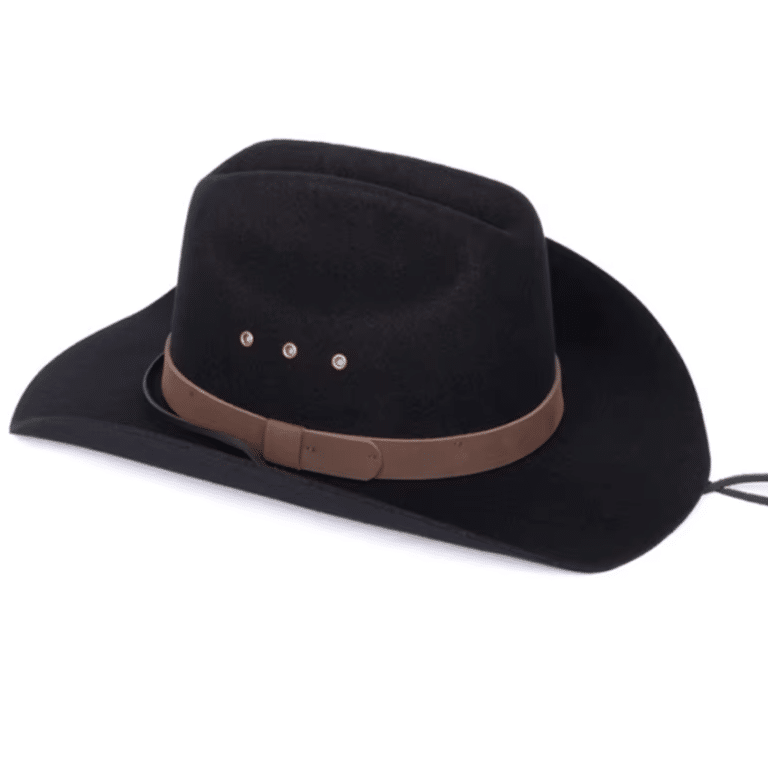 Chapeau cowboy feutre marron classique bandeau cuir (10)