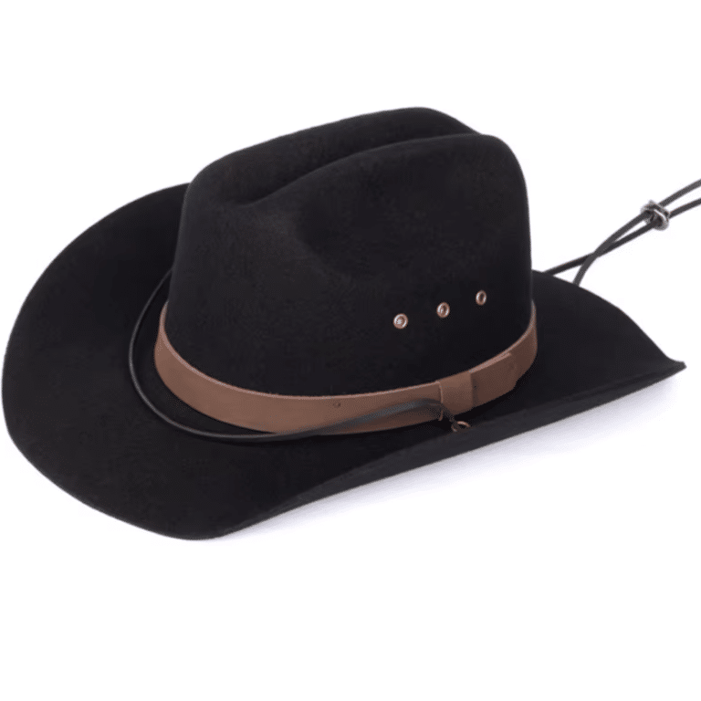 Chapeau cowboy feutre marron classique bandeau cuir (11)