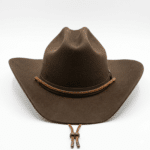 Chapeau cowboy feutre marron classique bandeau cuir (13)