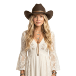 Chapeau cowboy feutre marron classique bandeau cuir (14)