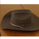 Chapeau cowboy feutre marron classique bandeau cuir (3)