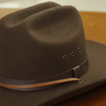 Chapeau cowboy feutre marron classique bandeau cuir (4)