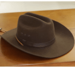 Chapeau cowboy feutre marron classique bandeau cuir (5)