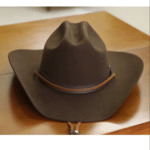 Chapeau cowboy feutre marron classique bandeau cuir (7)