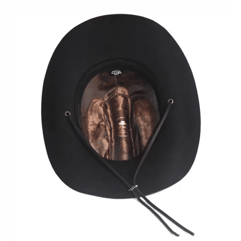 Chapeau cowboy feutre marron classique bandeau cuir (8)