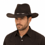 Chapeau cowboy feutre marron style country western (1)