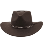 Chapeau cowboy feutre marron style country western (2)