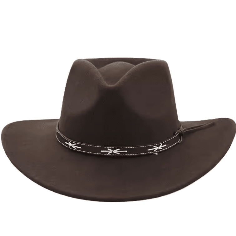 Chapeau cowboy feutre marron style country western (2)