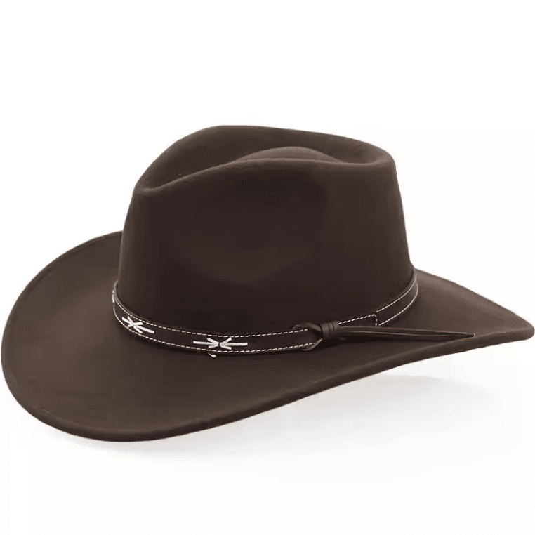 Chapeau cowboy feutre marron style country western (3)