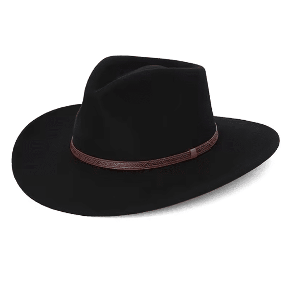 Chapeau cowboy feutre noir style country western (1)