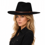 Chapeau cowboy feutre noir style country western (6)