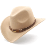 Chapeau cowboy homme feutre noir plume (4)