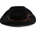 Chapeau cowboy homme noir en feutre de laine 100 % avec bandeau étoile (2)