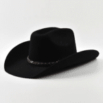 Chapeau cowboy homme noir en feutre de laine 100 % avec bandeau étoile (6)