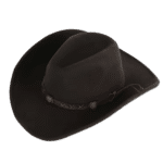 Chapeau cowboy noir feutre de laine avec bandeau tressé (1)