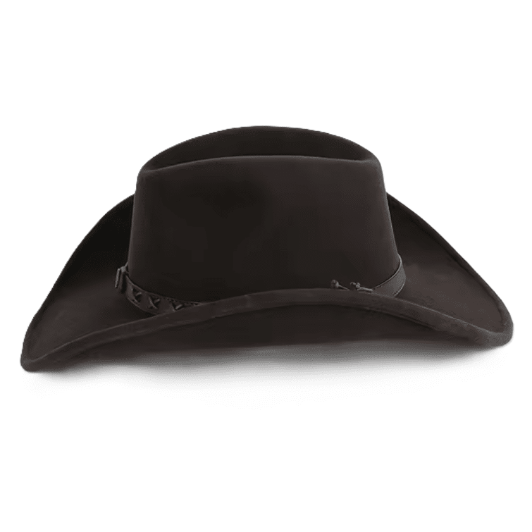Chapeau cowboy noir feutre de laine avec bandeau tressé (2)