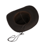 Chapeau cowboy noir feutre de laine avec bandeau tressé (3)
