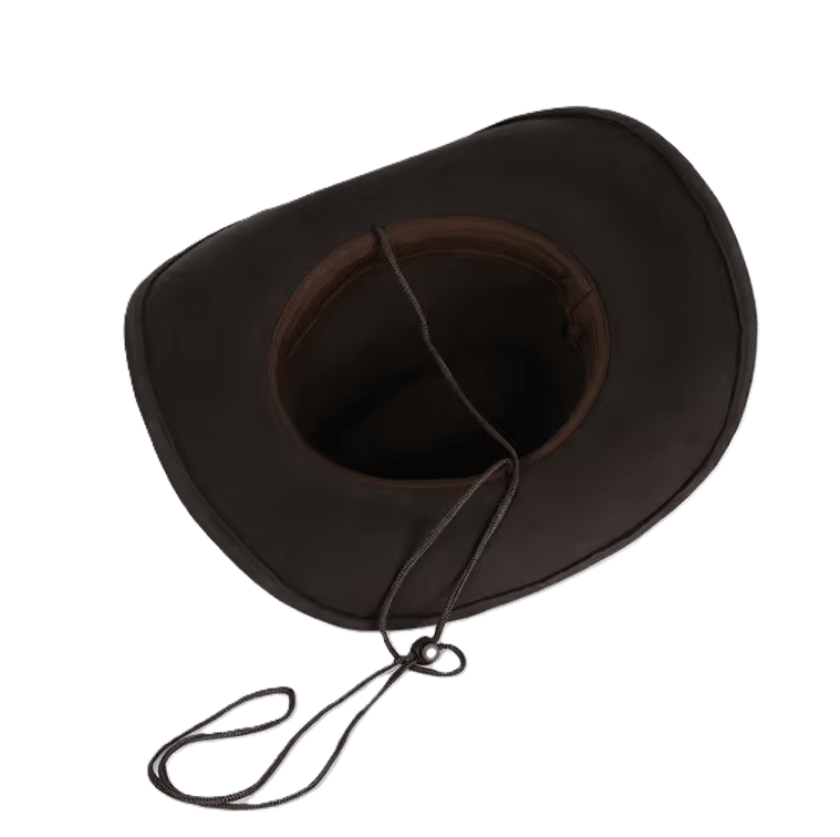Chapeau cowboy noir feutre de laine avec bandeau tressé (3)
