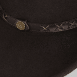 Chapeau cowboy noir feutre de laine avec bandeau tressé (4)