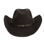 Chapeau cowboy noir feutre de laine avec bandeau tressé (5)
