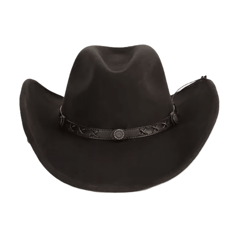 Chapeau cowboy noir feutre de laine avec bandeau tressé (5)