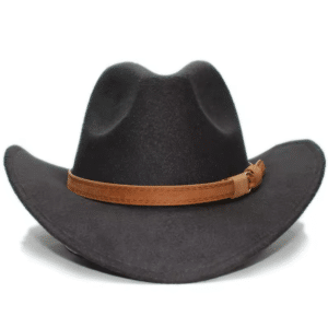 Chapeau western enfant feutre noir bandeau marron