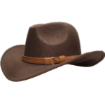 Chapeau western enfant feutre noir bandeau marron (4)