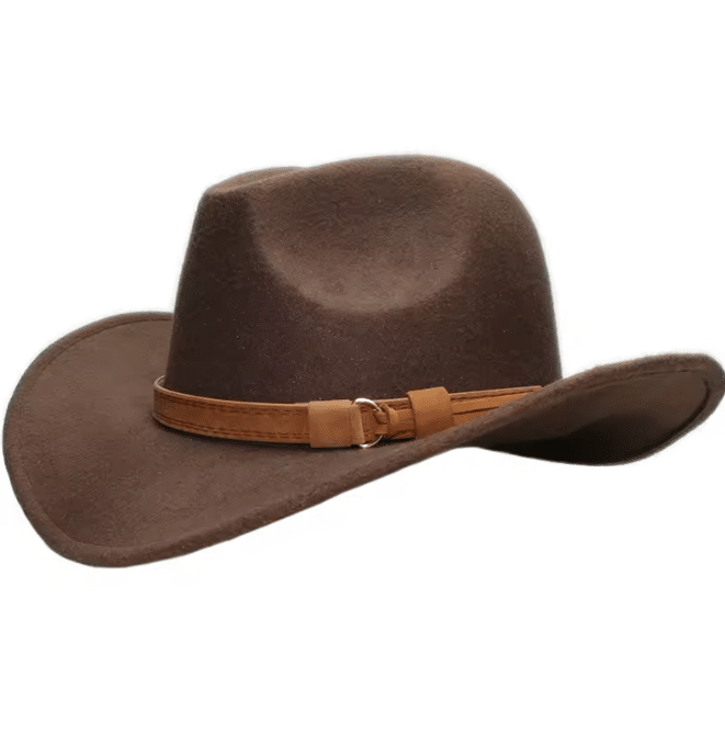 Chapeau western enfant feutre noir bandeau marron (4)