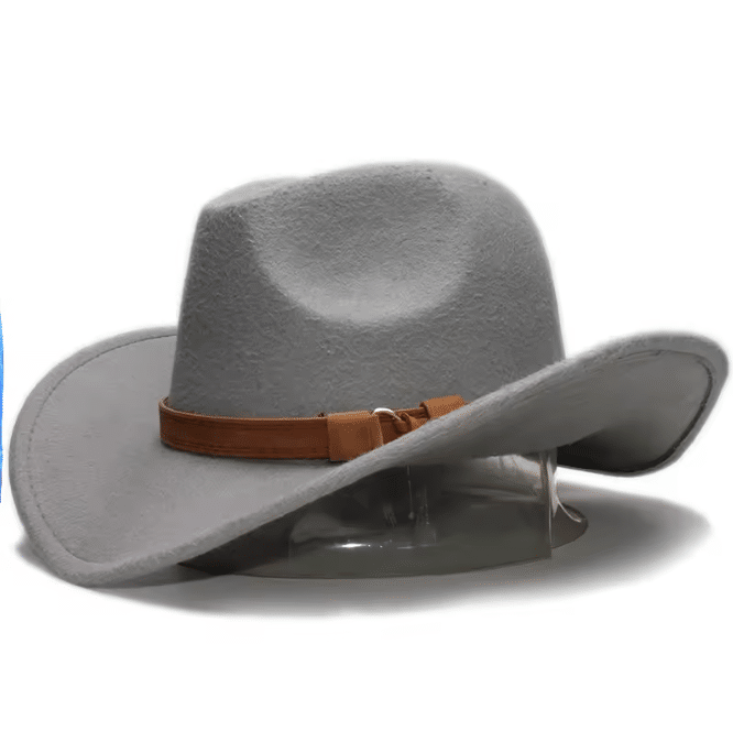 Chapeau western enfant feutre noir bandeau marron (5)